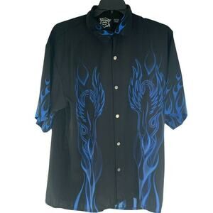 Hard Chrome Gear Shirt Men's Size XL Motorcycle Burning Flames Streetwear Top